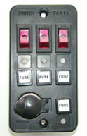 Фото Панель выключателей с 3 клавишами, 4 предохранителями и гнездом под малый штекер