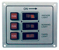 Фото Панель выключателей с предохранителями, 3 клавиши, белая