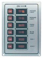 Фото Панель выключателей с предохранителями, 6 клавиш, белая